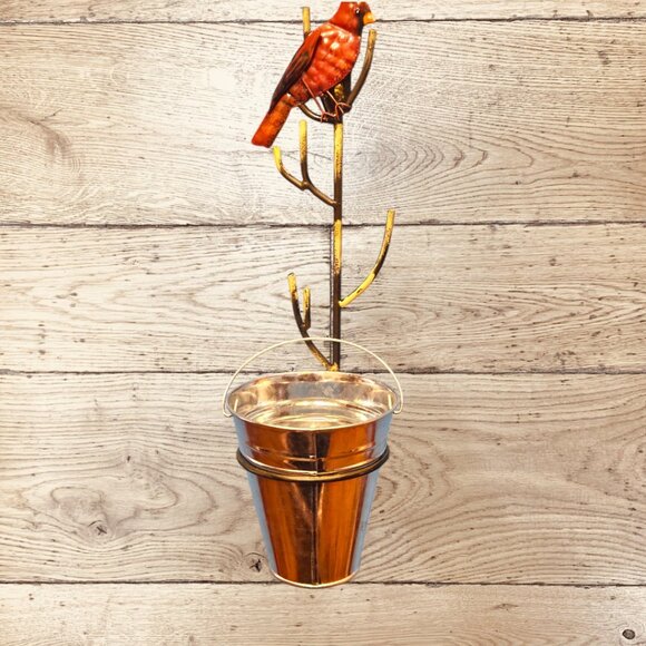 Red Robin Bird Metal Wall Hanger - Plant - Accessories - Crafts - Picture 5 of 7